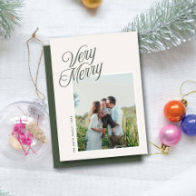 Zeer vrolijk kerstfeest Elegant script één foto