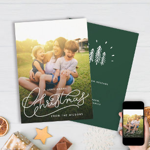 Zeer Vrolijk Kerstmis Eenvoudige Schattigee Famili Feestdagenkaart
