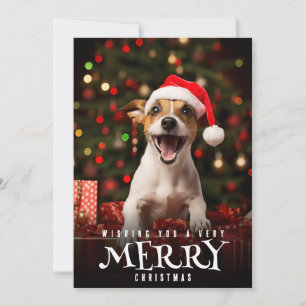 Zeer Vrolijk Kerstmis Jack Russel Terrier Hond Feestdagenkaart