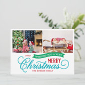Zeer vrolijk kerstscript 2 foto feestdagenkaart (Staand voorkant)