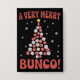 Zeer vrolijke Bunco Kerstboom Dobbelspel Nacht Button
