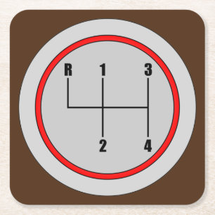 Zeer vun 4-snelheidsklasse Shift-knop Grafisch Ond Vierkante Kartonnen Onderzetter