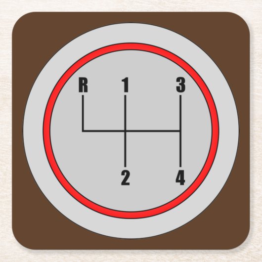 Zeer vun 4-snelheidsklasse Shift-knop Grafisch Ond Vierkante Kartonnen Onderzetter (Voorkant)