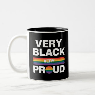 Zeer zwart zeer trots Zwarte homoproudiedag LGBT P Tweekleurige Koffiemok