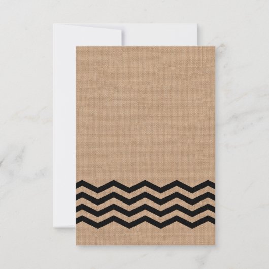 Zeer zwarte Chevrons op Burlap RSVP (Voorkant)