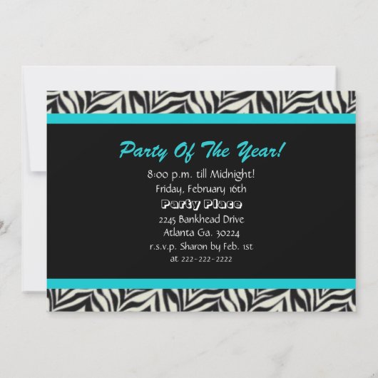 Zeerdag feestelijke uitnodigingen Zebra Print (Achterkant)