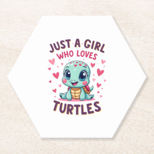 Zeereptiel Schildpad Liefhebbers Gewoon Een Meisje Kartonnen Onderzetters