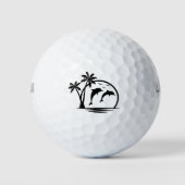 Zeescape Dolphin Jumping Palm Tree Ocean Golfballen (Voorkant)