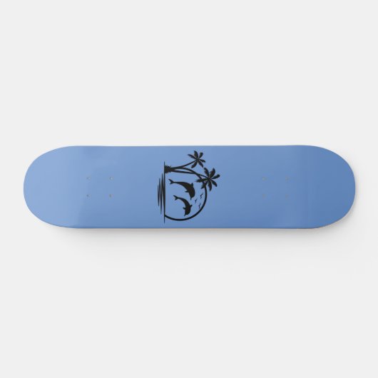 Zeescape Dolphin Jumping Palm Tree Ocean Skateboard (Horizontaal)