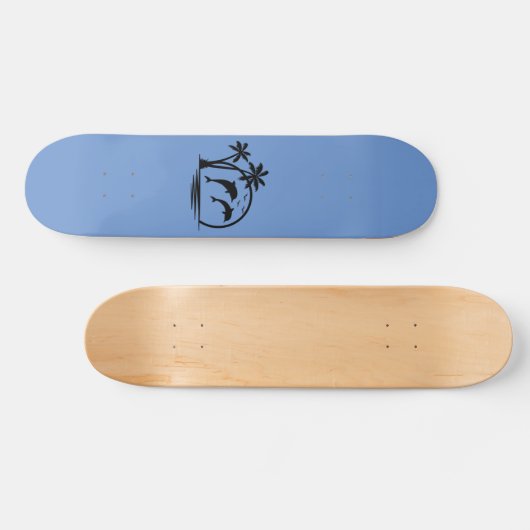 Zeescape Dolphin Jumping Palm Tree Ocean Skateboard (Horizontaal)