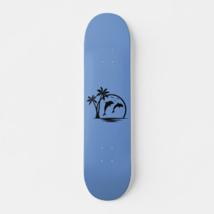 Zeescape Dolphin Jumping Palm Tree Ocean Skateboard