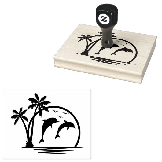 Zeescape Jumping Dolphins Rubber Stamp Rubberstempel (Gestempeld)