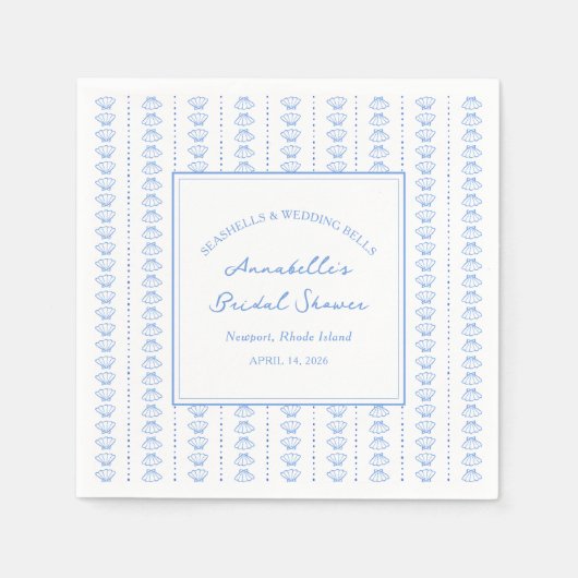 Zeeschalen en Bruilofts Bellen Bruidsfeest Kust Servet (Voorkant)