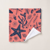 Zeeschalen levende koraalachtergrond bad handdoek (Wasdoekje)
