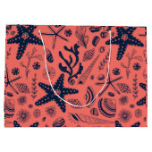 Zeeschalen levende koraalachtergrond groot cadeauzakje (Achterkant)