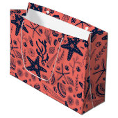 Zeeschalen levende koraalachtergrond groot cadeauzakje (Voorkant Gekanteld)