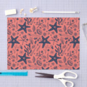 Zeeschalen levende koraalachtergrond tissuepapier (Craft)