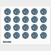 Zeeschalen op donkerblauw ronde sticker (Vel)