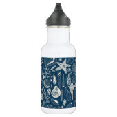 Zeeschalen op donkerblauw waterfles  (Rechts)