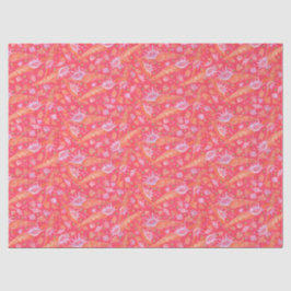 Zeeschells schelpen Mollusk Nautical Pattern Red Tissuepapier