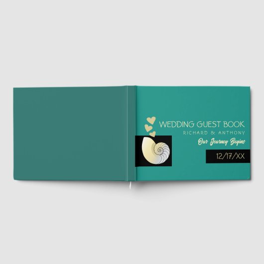 Zeeschelp en harten, strand bruiloft gastenboek (Volledig)