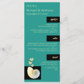 Zeeschelp en harten, strand bruiloft Menu (Voorkant)