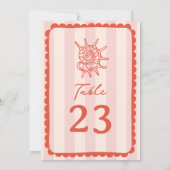 Zeeschelp geschulpte roze streep bruiloft kaart (Achterkant)