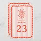 Zeeschelp geschulpte roze streep bruiloft kaart (Voorkant / Achterkant)