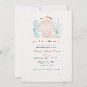 Zeeschelp Parel Onder de Zee Baby Shower Kaart