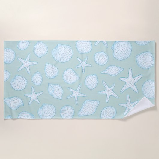 Zeeschelp & Zeesterren – Kust Zomer Vibes Strandlaken (Voorkant)