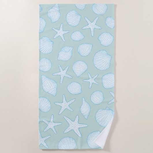 Zeeschelp & Zeesterren – Kust Zomer Vibes Strandlaken (Voorkant)