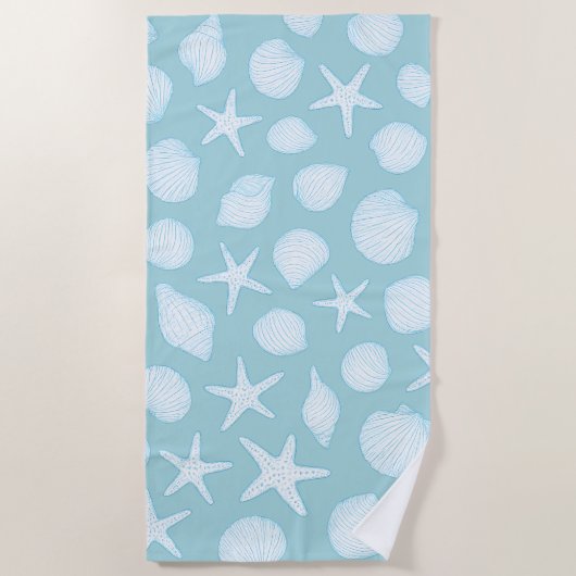 Zeeschelp & Zeesterren – Kust Zomer Vibes Strandlaken (Voorkant)