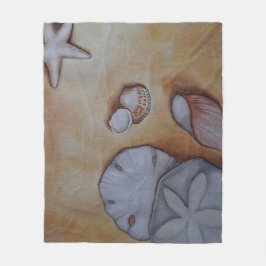 Zeeschelpen aan de kust fleece deken