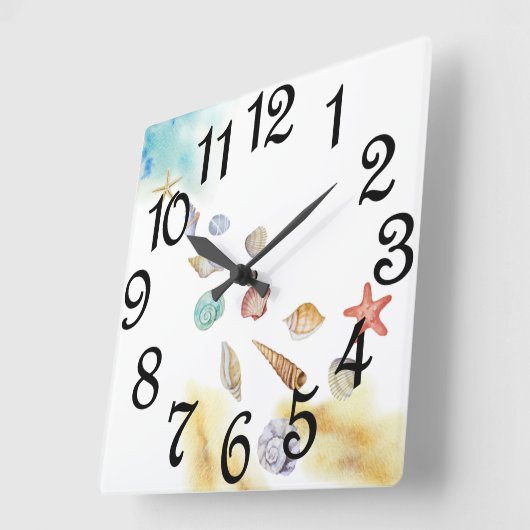 Zeeschelpen aan de kust vierkante klok (Hoek)