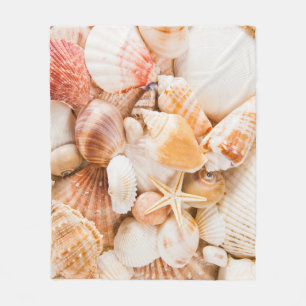 Zeeschelpen achtergrond: mariene thema. fleece deken