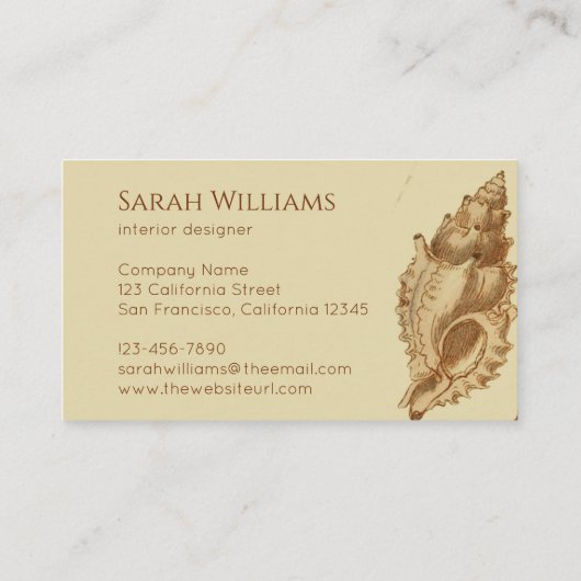 Zeeschelpen Beige Bruine  Snails Coastal Visitekaartje (Achterkant)