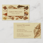 Zeeschelpen Beige Bruine  Snails Coastal Visitekaartje (Voorkant / Achterkant)