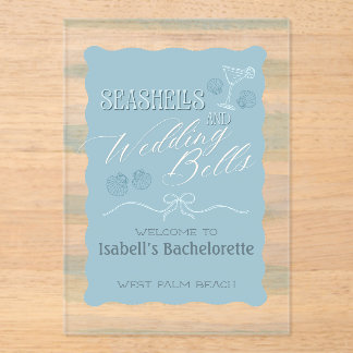 Zeeschelpen & Bruiloftbellen Bachelorette Reisplan Acryl Uitnodigingen