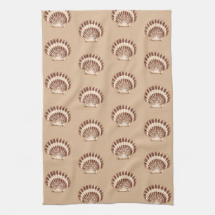 Zeeschelpen — bruin en beige theedoek
