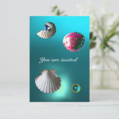 ZEESCHELPEN DAMAST PATROON STRAND BRUILOFT blauw a Kaart (Staand voorkant)