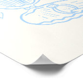 Zeeschelpen en trouwbellen Zacht Blauw Hand getrok Poster (Hoek)