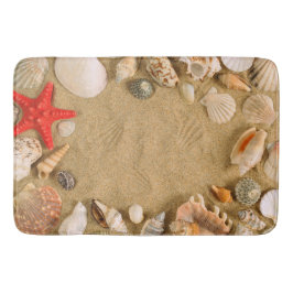 zeeschelpen en zand badmat
