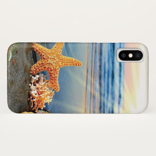 Zeeschelpen en zeesterkreeft op het strand Case-Mate iPhone case (Achterkant (horizontaal))