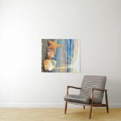 Zeeschelpen en zeesterkreeft op het strand wandkleed (In Situ (horizontaal))