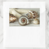 Zeeschelpen en zeesterren strand sticker (Tas)