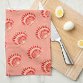 Zeeschelpen - koraal en perziken theedoek (Quarter Fold)