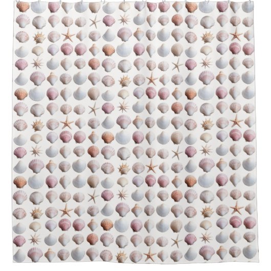 zeeschelpen Ocean Zee Marine Shell Patterned Douchegordijn (Voorkant)