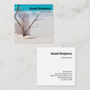 Zeeschelpen op een zandstrand Foto Vierkante Visitekaartje