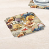 Zeeschelpen op het strand kartonnen onderzetters (Gekanteld)