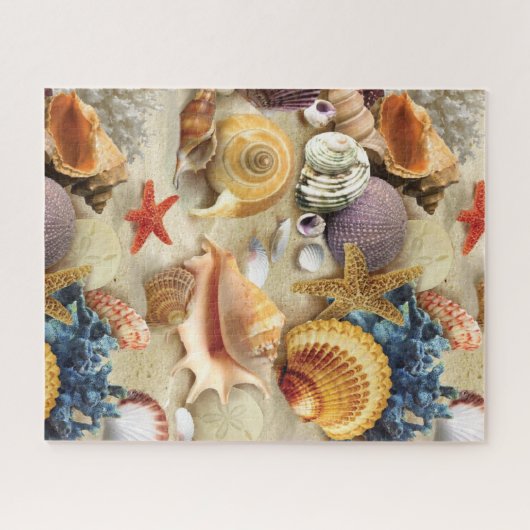 Zeeschelpen op het strand legpuzzel (Horizontaal)